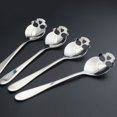 thumbnail image 1 of Cuchara de azúcar Cuchara para agitar té y café de acero inoxidable 304 Juego de 4, Cuchara tipo cuchara para café Cuchara para servir con forma de calavera plateada, 1 of 5