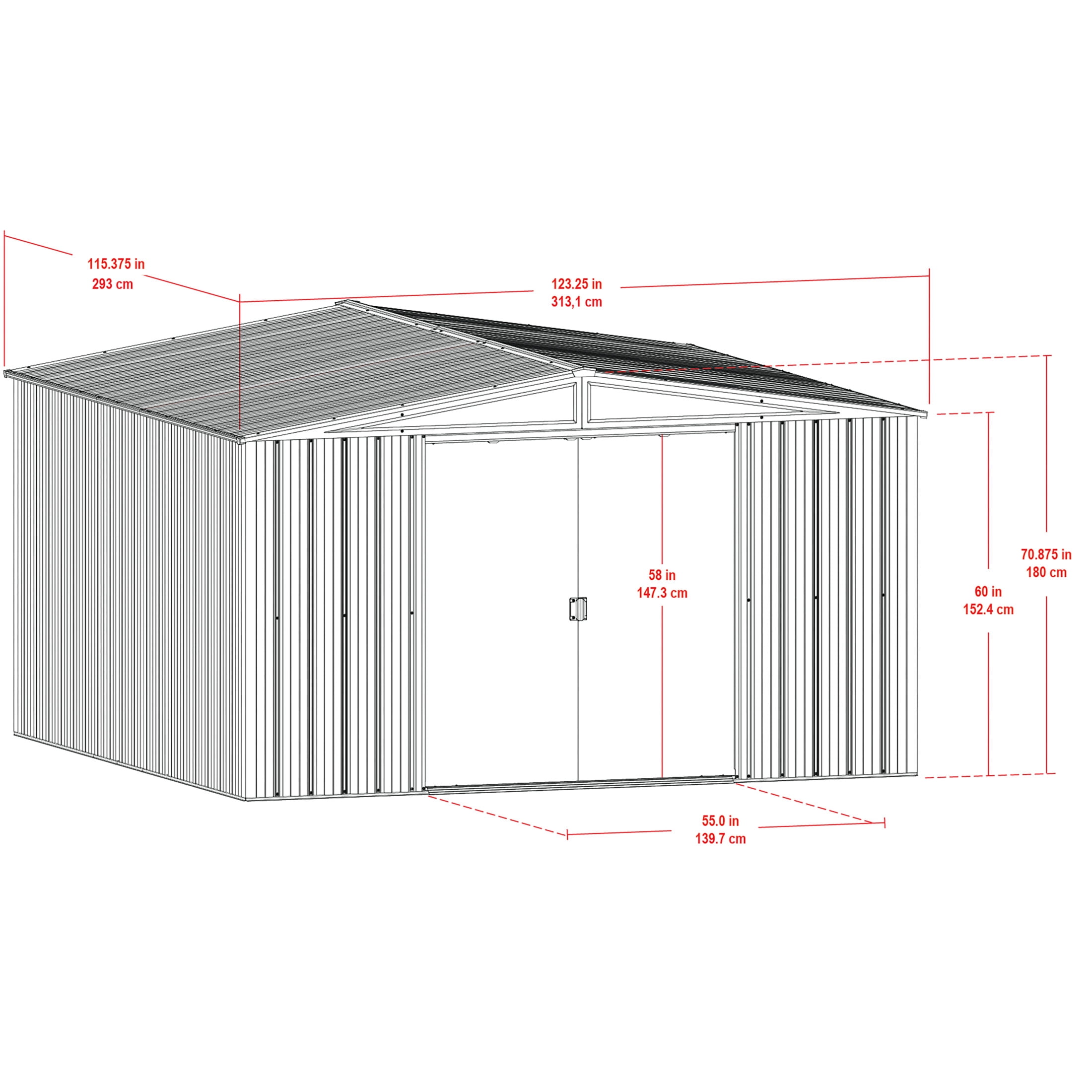Arrow Essentials 10 x 10 x 6 ft Charcoal Steel Shed