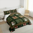 thumbnail image 3 of Manfei Kids Winter Snowman Bedding Comforter Set, Vintage Christmas Buffalo Twin Comforter Sets, Green Geometric Reversible Bedding Set, Microfiber Bedroom Decor, 2 Pieces, 3 of 8