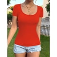 thumbnail image 3 of MOYIKO Scoop Neck Tops for Women Slim Fitted T Shirts Tight Short Sleeve Basic Tees, 3 of 6