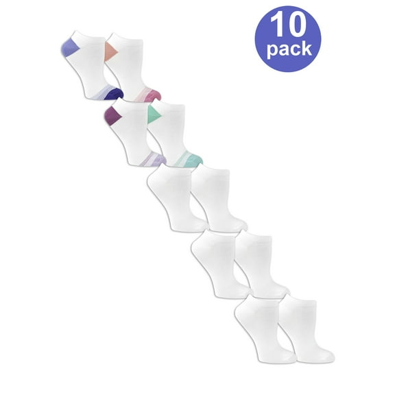 Ladies Flat Knit No Show Socks, 10 Pair