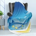 thumbnail image 4 of Tropical Animals Soft Flannel Fleece Throw Blanket, Exotic Sea Waves in Fauna Frame with Gulls and Coconut Trees Journey, Cozy Plush for Indoor and Outdoor Use, 70" x 90", Blue Yellow, by Ambesonne, 4 of 5
