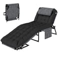 thumbnail image 1 of Outsunny Folding Lounge Chair with 4-level Reclining Back & Cushion, Black, 1 of 7
