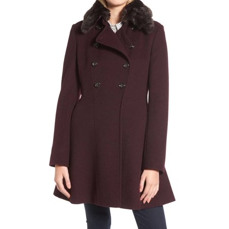 Via Spiga Leather Coat - Via Spiga Women's Faux Fur Double Breast Coat Wool