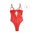 thumbnail image 1 of Lencería delgada para mujer Ropa de dormir sexy para mujer Body de encaje con tiras, L, Rojo Jumpingount XX000067-10, 1 of 7