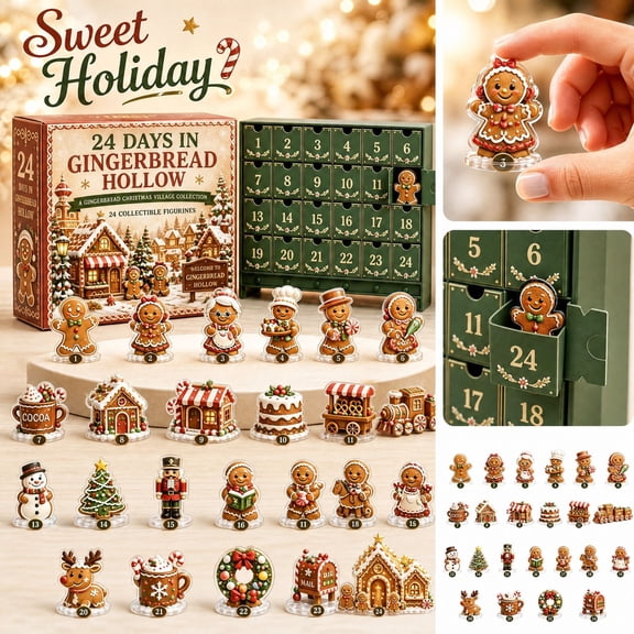 MInHoues Christmas Gingerbread Man Advent Calendar 2026, 24 Days of Christmas Countdown Calendar with 24 PCS Gingerbread Man 2D Acrylic Hanging Ornaments, Xmas Stuffers Gifts for Kids Holiday Party