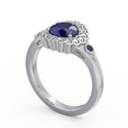 thumbnail image 2 of 1.69 Ct Floral Halo Round Cut Stunning Real Blue Sapphire Diamond Ring for Wedding 14K White Gold Size 8, 2 of 7