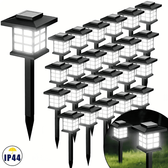 Solar Path Lights Outdoor Landscape Waterproof Solar-Powered White Light 24 Pack