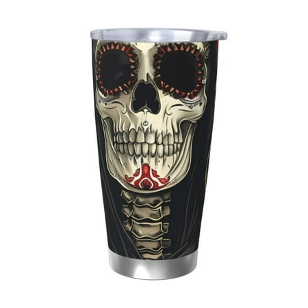 

Vsdgher Gothic Skull With Roses 20 Oz Stainless Steel Vacuum Insulated Travel Mug Coffee Cup for Home Office Outdoor Works Great for Ice Drinks and Hot Beverage -Without Straw