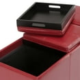 thumbnail image 2 of Avalon 42 inch Wide Contemporary Storage Ottoman in Red Vegan Leather, 2 of 7