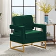 thumbnail image 4 of Modern Accent Chair, Oversized Leisure Chair with Hollow Backrest and Metal Base, Upholstered Chair for Living Room, Emerald, 4 of 9