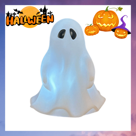 Halloween Ghost Night Light Decorations - LED Ghost Campfire Flickering Nightlight, Halloween Decorations LED Lights for Bedroom, Halloween Gifts, Halloween Home Party Kitchen Table Windows Decor