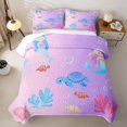 thumbnail image 2 of Erosebridal Sea Turtle Mermaid Quilt King for Boys Girls, Pink Purple Cartoon King Coverlet Set, 3 Pieces, 2 of 7