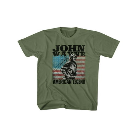 John Wayne American Legend Hollywood Icon Actor USA Flag Youth T-Shirt (Top Best Hollywood Actors)