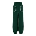 thumbnail image 4 of Dwellite Womens Barrel Sweatpants High Waisted Wide Leg Sweatpants Drawstring Casual Baggy Pants Sweatpant with Pockets Deep Green 2XL, 4 of 6