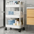 thumbnail image 3 of Organizador de almacenamiento rodante de 3 capas Sunnimix Estante de almacenamiento de baño Blanco, 3 of 8