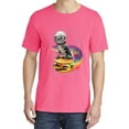 thumbnail image 2 of Wild Bobby, Funny Graphic Astronaut Cat in Space on Cheeseburger, Animal Lover, Garment-Dyed Washed Look Short Sleeve T-Shirt, Neon Pink, 2XL, 2 of 3
