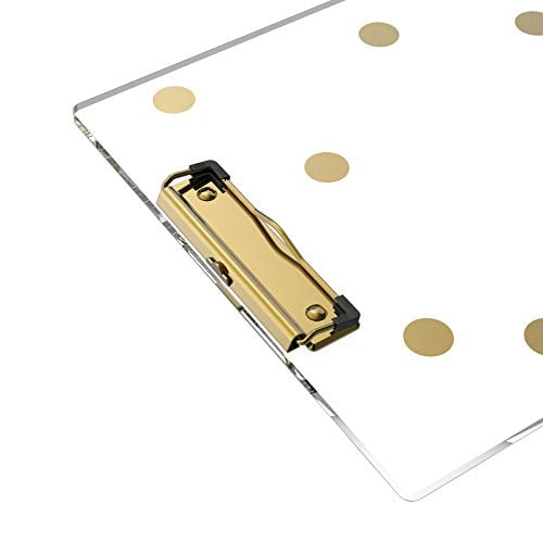 Modern Design Desktop Stationery for Office Letter Size Standard Clear Acrylic Clipboard with Gold Clip Set 2-Pieces Fits 9x12 inch School and Home Supplies,Acrylic Office Supplies 