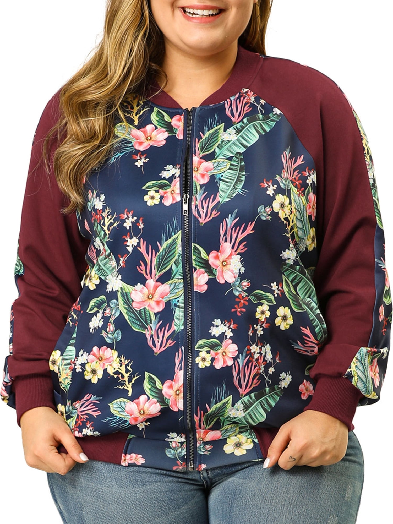 plus size floral jacket