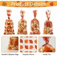 thumbnail image 4 of 100 PCS Thanksgiving Treat Bags, Fall Thanksgiving Candy Bag Plastic Cellophane Goodie Autumn Pumpkin Maple Leaves Cookie Gift Bag with Twist Party Favors Supplies, 4 of 7
