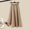 thumbnail image 4 of Thick Mid-Length Knitted Skirt High Waist A-Line Midi Skirts & Knitted Pullover Sweater Set for Women (Khaki2 XL), 4 of 4