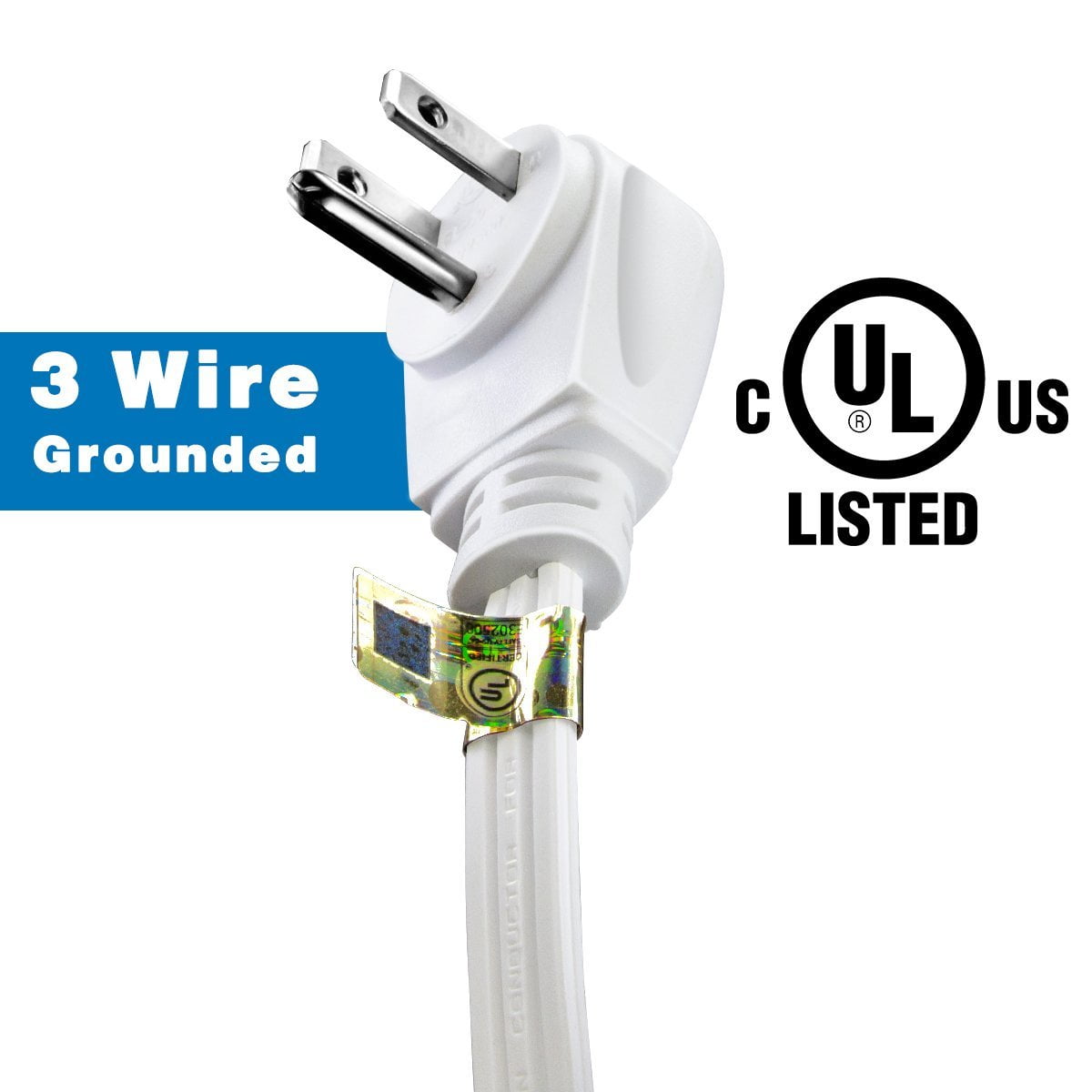 12-Feet 3 Outlet Extension Cord 16/3 SPT-3; Triple Wire Ground ANKO UL Listed 