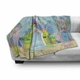 thumbnail image 3 of Colorful Soft Flannel Fleece Throw Blanket, Rainbow Toned Castle in the Ocean with Mermaid and Fishes Colorful Composition, Cozy Plush for Indoor and Outdoor Use, 70" x 90", Multicolor, by Ambesonne, 3 of 6