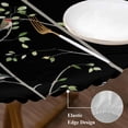 thumbnail image 3 of Sparrow Round Tablecloth, Fitted Table Cover with Elastic for 45"-54" Round Tables, Spring Birds on The Branches Vintage Country Black Table Cloth Outdoor Indoor Dinning Party Waterproof Tablecloths, 3 of 7