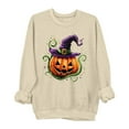 thumbnail image 2 of Sweatshirts for Women Plus Size Halloween Sweatshirts Printed Round Neck Long Sleeved Sweatshirts Beige XL, 2 of 4