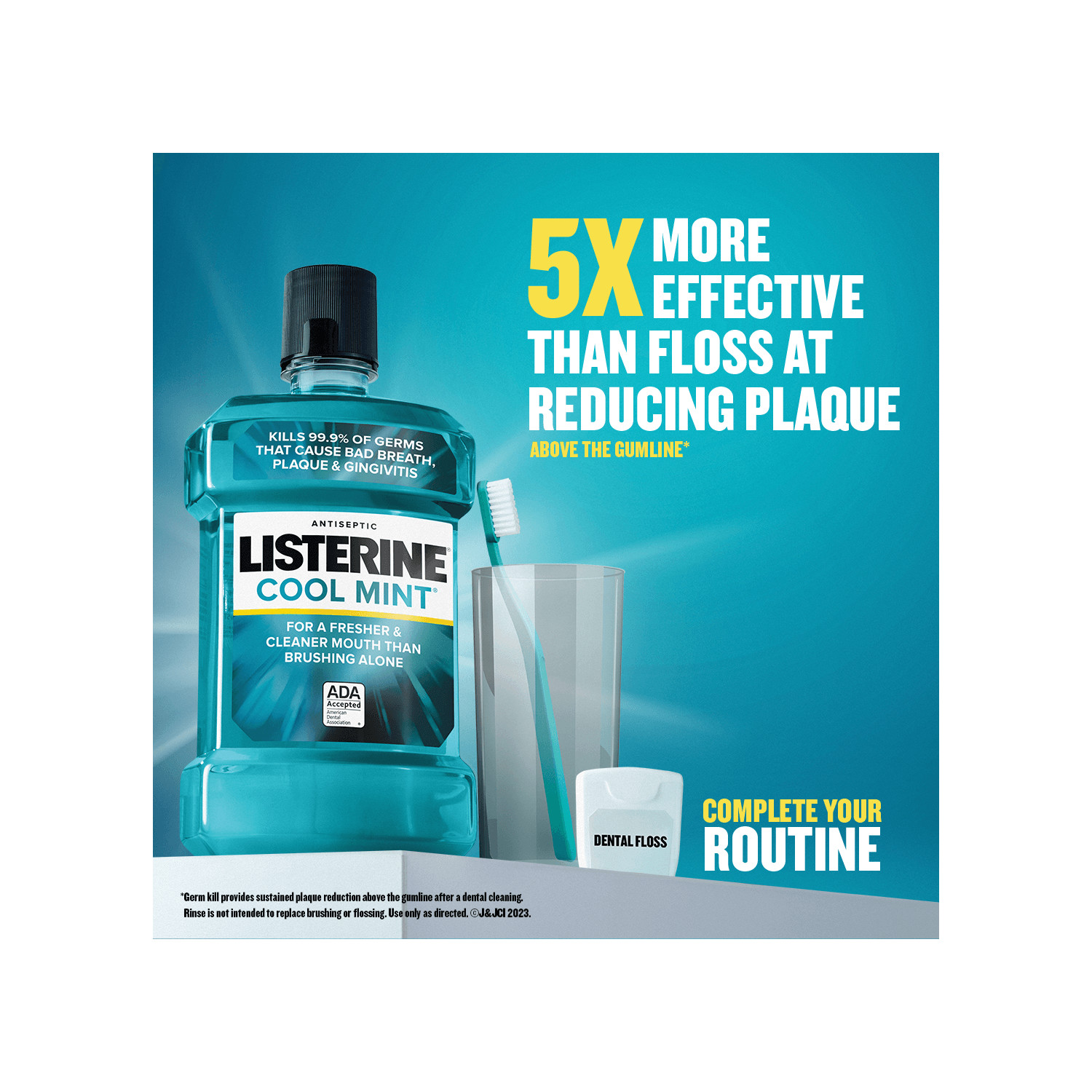 Listerine Cool Mint Intense Antiseptic Mouthwash, For Bad Breath & Plaque Oral Care, 250 mL