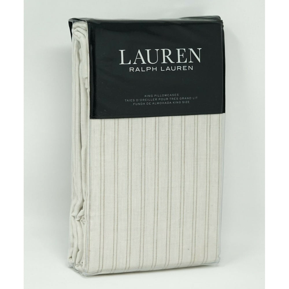 Lauren Ralph Lauren Graydon Cotton Shirting Stripe 2 Pillowcases KING Dune Linen