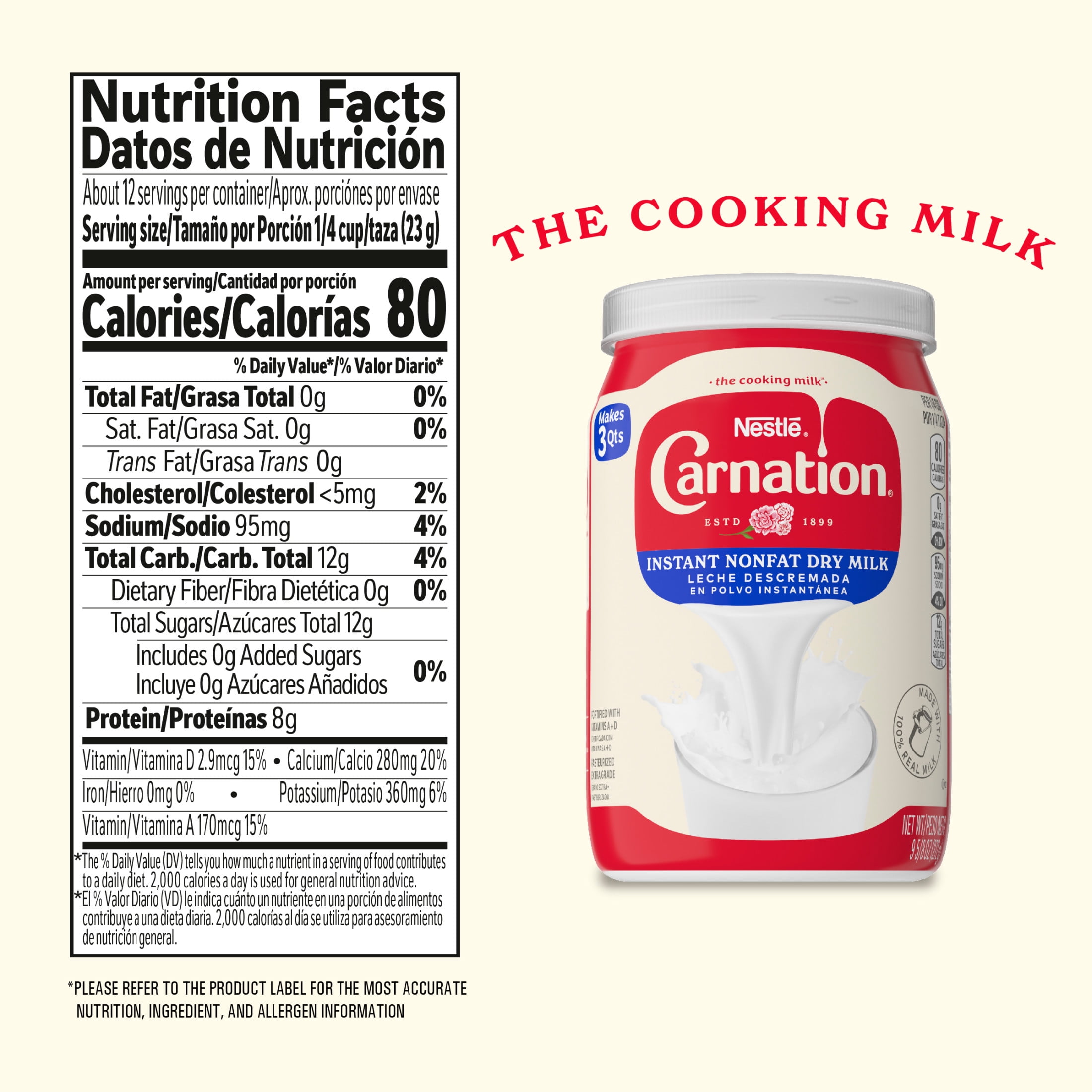Nestle Carnation Instant Non-Fat Dry Milk, Vitamin D Added, Cooking Milk, Shelf Milk  9.625 oz