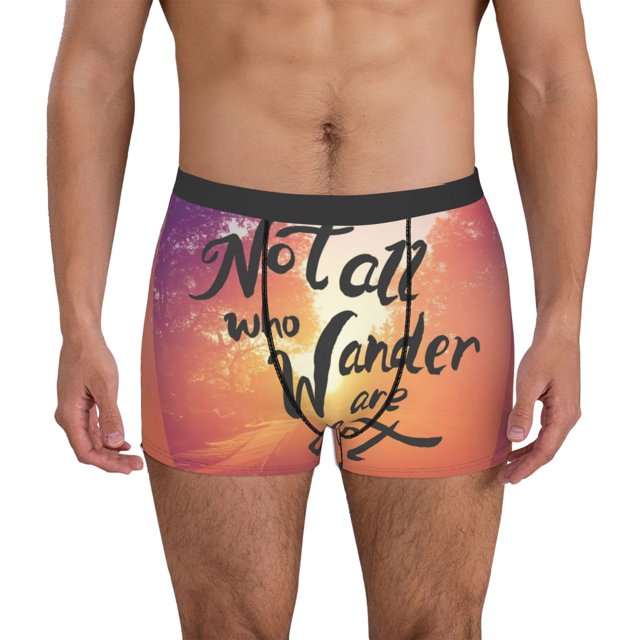 Balery Not All Who Wander Are Lost Calzoncillos bóxer para hombre, ropa interior de algodón suave y transpirable con cinturilla de nailon-X-Large
