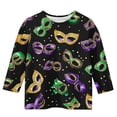 thumbnail image 3 of Tauxra Carnaval Imprimé 3/4 Manches Col Rond Haut pour Adultes, Chemise en Polyester Doux avec Tissu Respirant et Extensible, pour Tenue Décontractée, Usage Domestique et Rassemblements Sociaux, 3 of 5