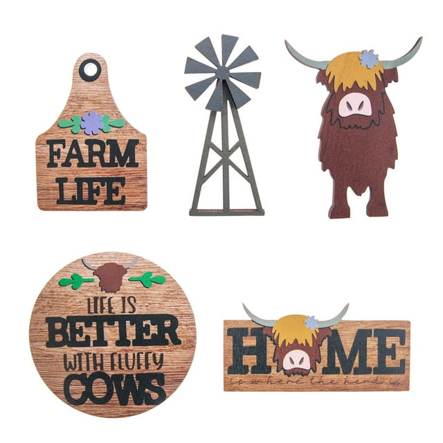 Easter Tiered Tray Decor Set, Spring Wooden Signs Tiered Tray Decoration, Mini Wood Block Sign Set, Farmhouse Easter Home Decor Ornament, Shelf and Mantel Display Decorations