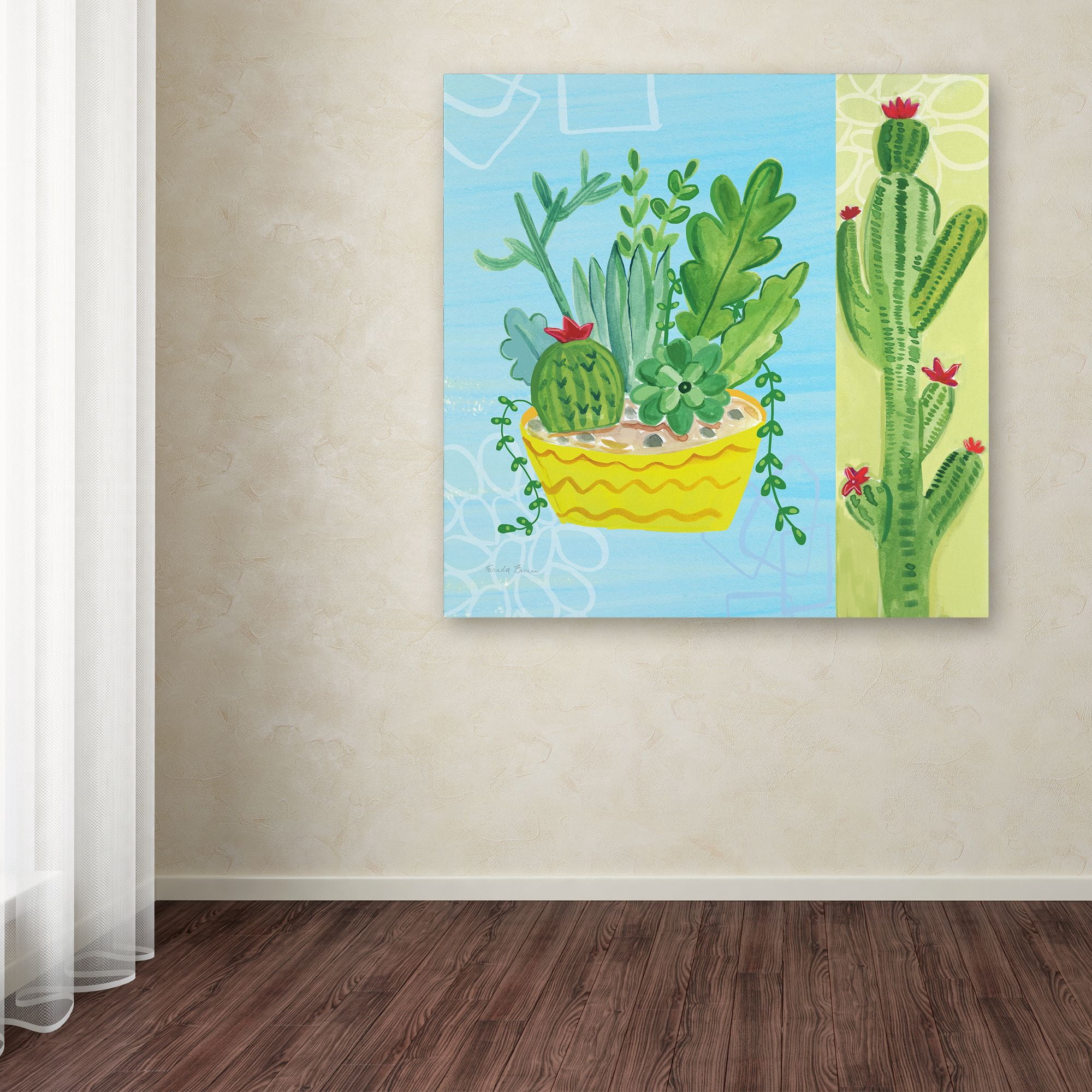 Trademark Fine Art 'Cacti Garden IV no Birds' Canvas Art by Farida Zaman