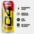 thumbnail image 2 of C4 Performance Energy Drink, Hawaiian Fruit Punch Juicy Red Flavor, Zero Sugar, Carbonated, 16 oz can (12 Pack), 2 of 6