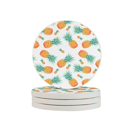 

Circular Drink Coasters Set Pineapple Beautiful Home Decor Diatomite Heat-Resistant Diatomite Protect Table Countertop