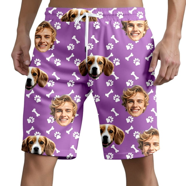 Men's Swim Trunks Beach Shorts Casual Outdoor Board Shorts With Pet Print Straight Fit Elastic Waist For Summer Spring Pool Shorts for Men Board Shorts Swim Men Means Board Shorts Swim Shorts Long Men