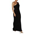 thumbnail image 2 of Diconna Robe Midi d'Été des Femmes une Épaule Sans Manches en Tricot Couleur Unie Robe Cocktail, 2 of 5