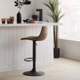 thumbnail image 2 of Bouclair Rust Textured Faux Leather & Metal Adjustable Bar Stool, 2 of 10