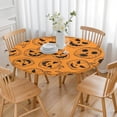 thumbnail image 3 of Jack O Lantern Fiesta Elastic Round Tablecloth - 44 Inch Halloween Stretch Cover for Dining Party Table, 3 of 6