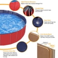 thumbnail image 3 of Foldable Dog Pool Hard PVC Shell Portable Swimming Pool for Dogs Cats and Kids Pet Puppy Bathing Tub Collapsible Kiddie Pool 47x12" Red, 3 of 9