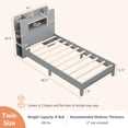 thumbnail image 3 of Gymax Twin Size Bed Frame Wooden Platform Bed Kids Bed Frame w/ Bookcase Headboard Gray, 3 of 9