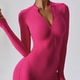 thumbnail image 6 of Womens Open-Zipper Long Sleeve Jumpsuit - One-Piece Yoga & Dance Fitness Romper with Tummy Control, Stretch Bodycon Fit, 6 of 9