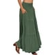 thumbnail image 4 of Falda Maxi Chic de Verano Inspire para Mujer, Falda Larga Bohemia de Cintura Alta Elástica en Verde, 4 of 6