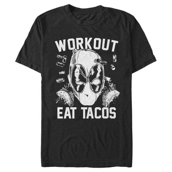 Men's Marvel Workout Eat Tacos Graphic Tee Black 2X Large