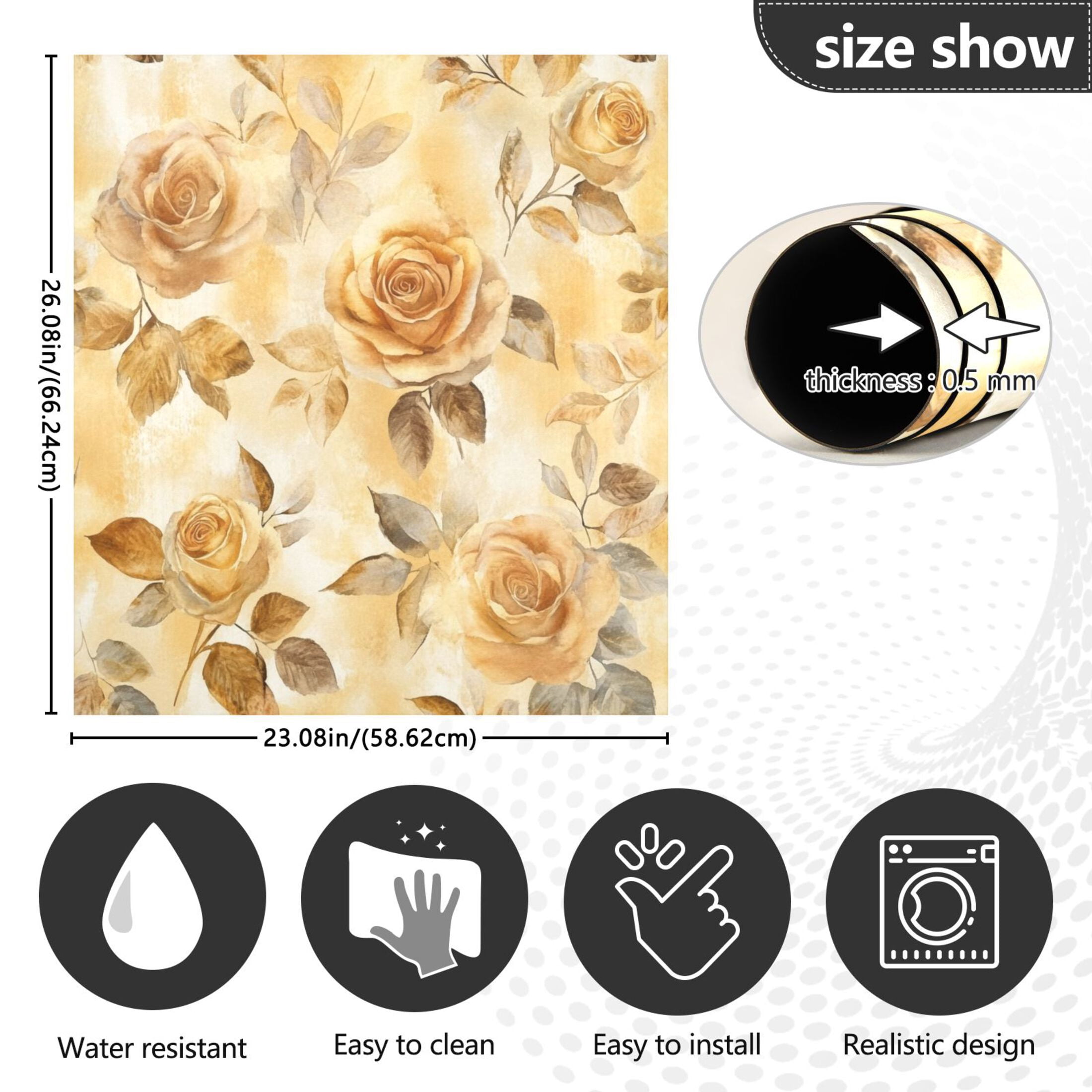 Dishwasher Magnetic Sticker 23x26 Inch Refrigerator Magnetic Sticker Washing Machine Magnetic Sticker Kitchen Panel Magnetic Sticker Home Decor Cartoon Yellow Roses Seamless