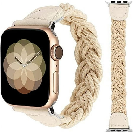 Wearlizer Compatible with Apple Watch Band Braided 38mm 40mm 41mm, Solo Loop Stretchy Wristband Women Slim Elastic Woven Wristband for iWatch Series SE/8/7/6/5/4/3/2/1
