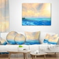 thumbnail image 4 of Designart Maldives Bungalows Sunset Panorama - Seascape Throw Pillow - 12x20, 4 of 5